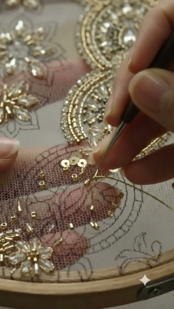 Hand embroidery in progress